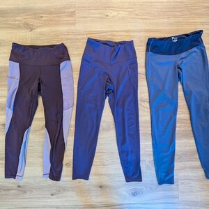Set of Three Athletic Leggings in Purple